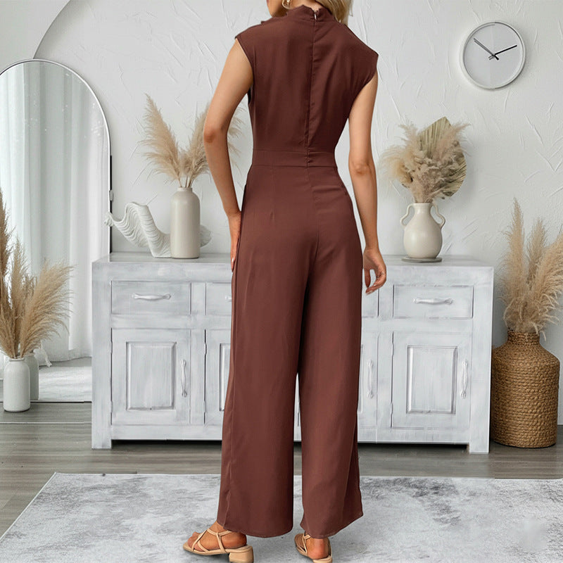 Mock Neck Wide Leg Jumpsuit Elegant Resort Outfit