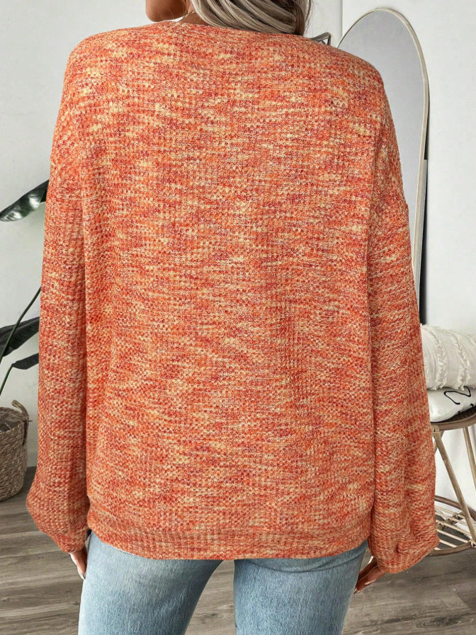 Women's Oversized Waffle Knit Ombre Long Sleeve Top