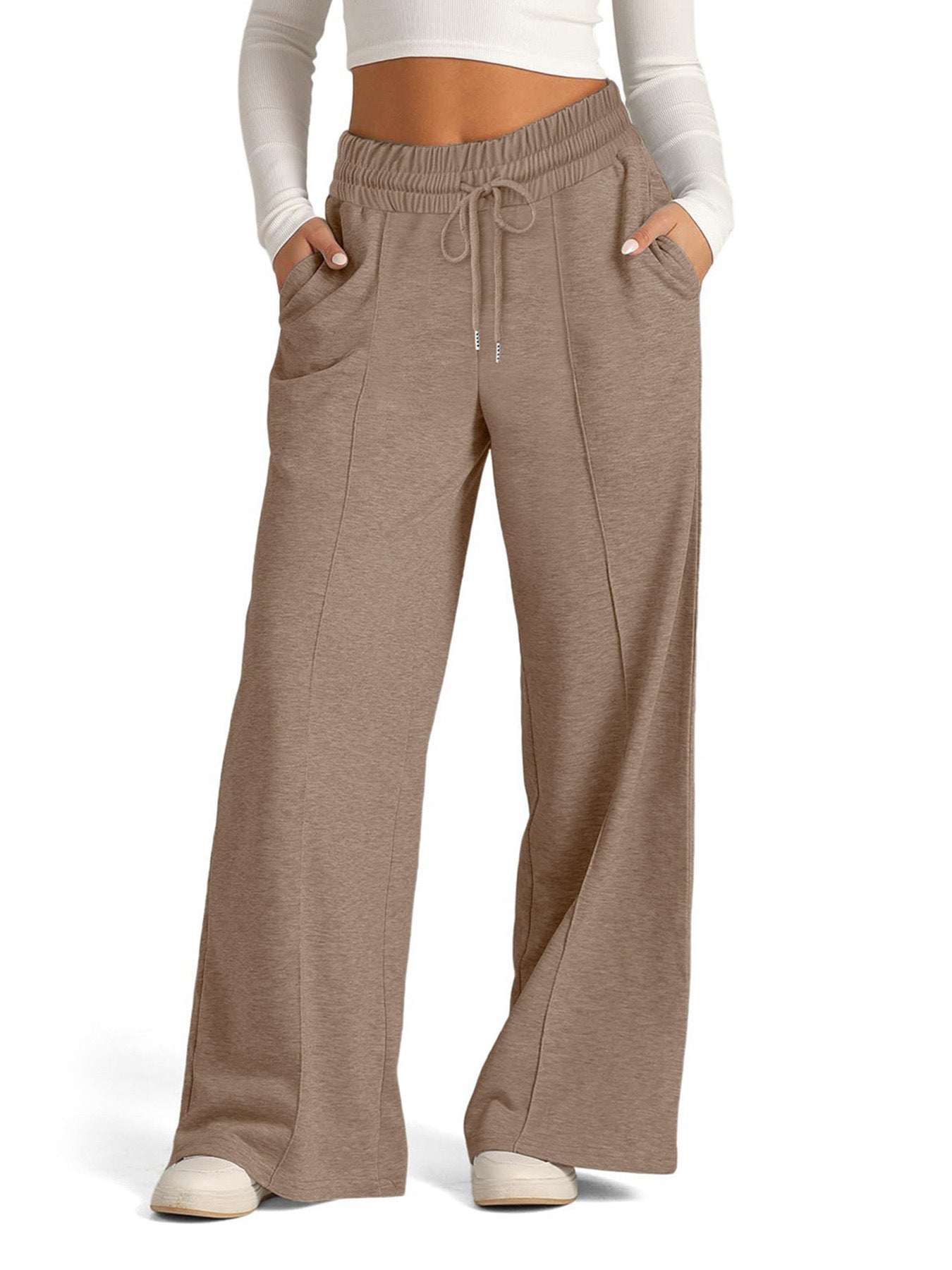 Women’s Wide Leg Pants High Waist Drawstring Casual Trousers