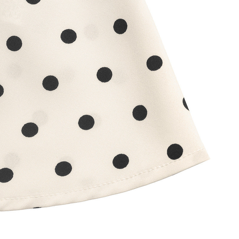 Chic Satin Blouse & Polka Dot Midi Skirt Two Piece Set