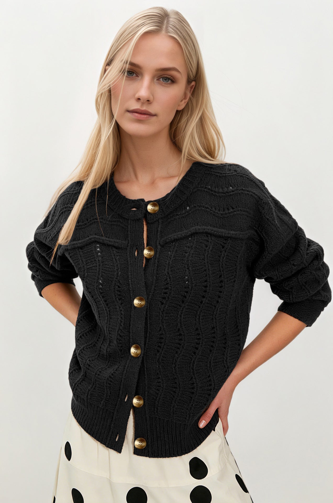 Button Knit Cardigan Sweater Casual Long Sleeve Top