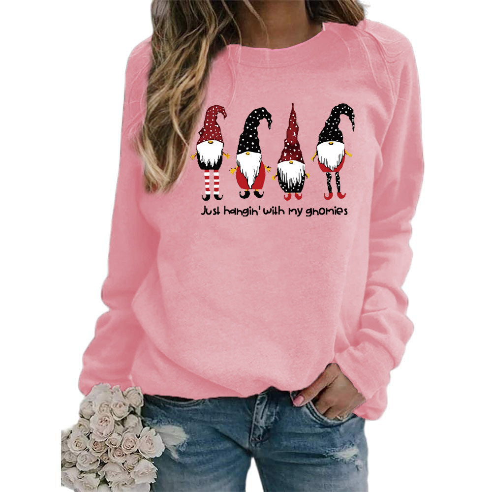 Womens Christmas Gnomes Graphic Crewneck Sweatshirt