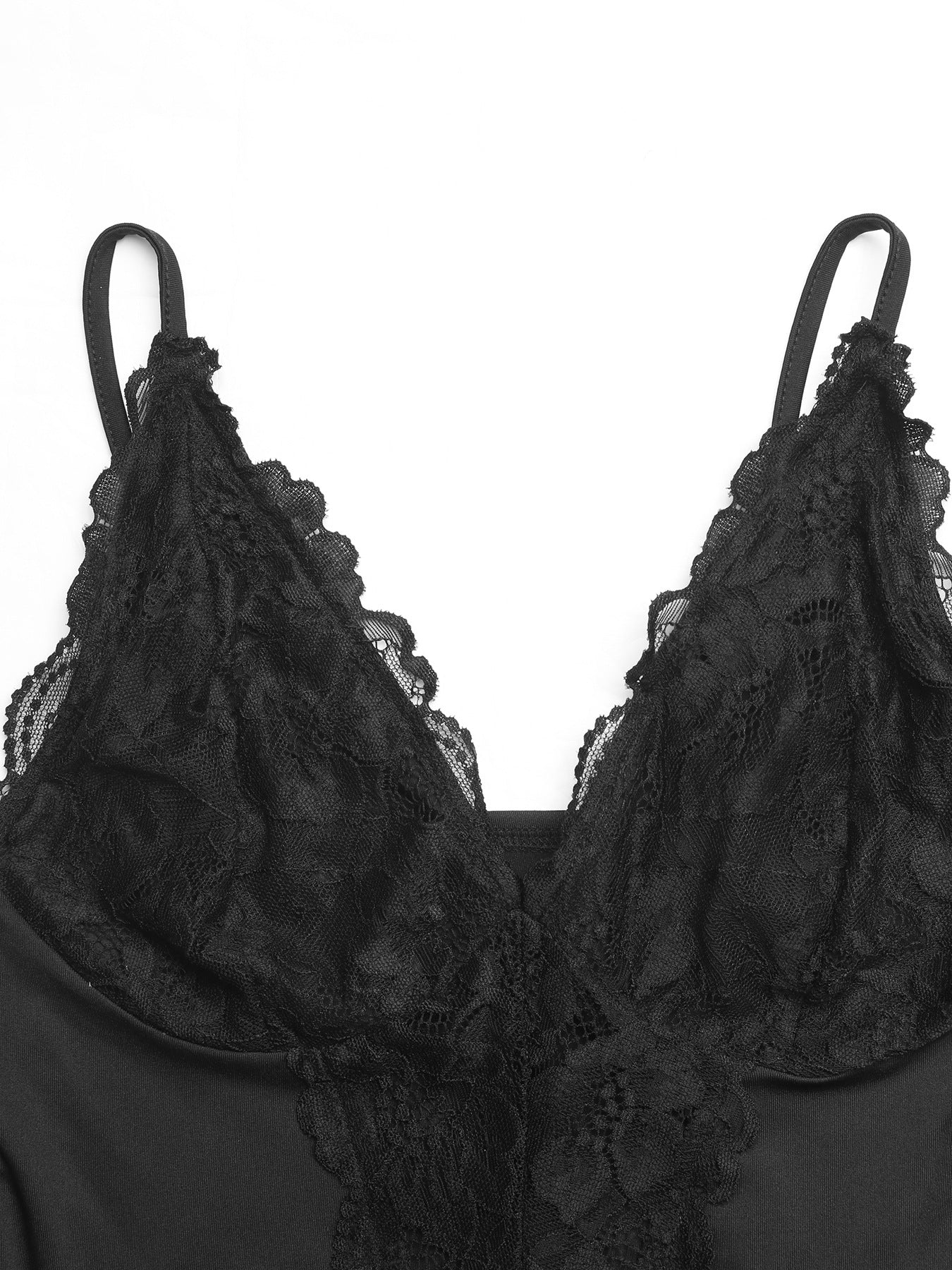 Lace Mesh Bodysuit Sexy V Neck Trendy Cami Top