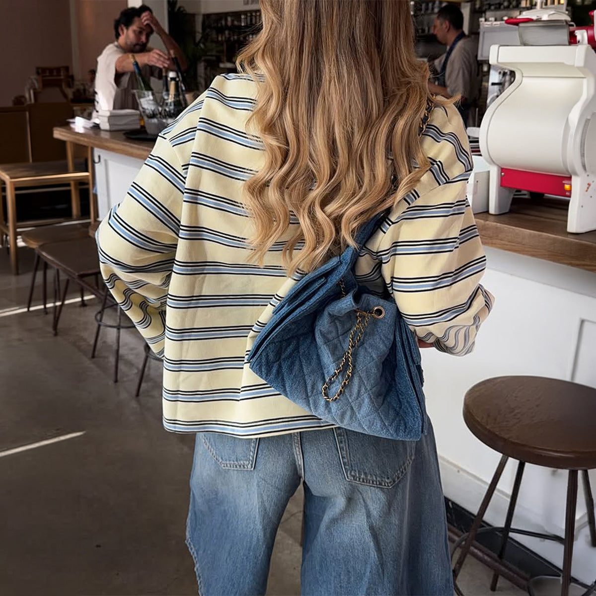 Vintage Striped Oversized Long Sleeve Tee