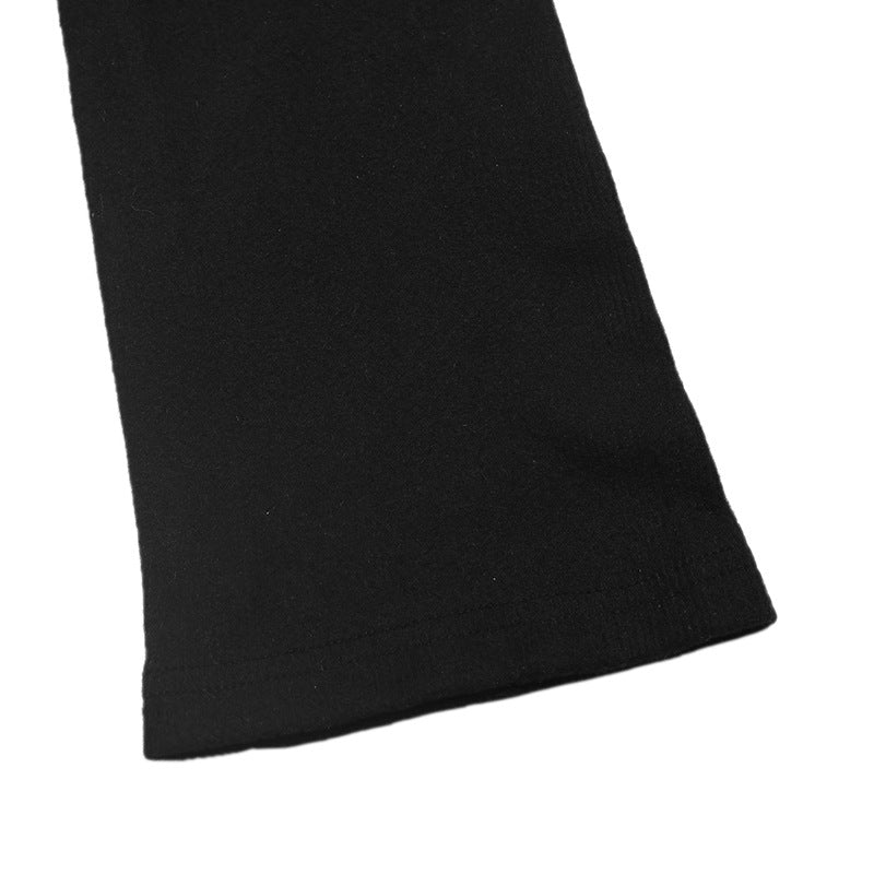 Contrast V Neck Knit Dress Slim Fit Long Sleeve Midi Dress