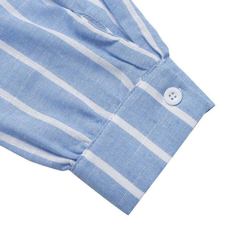 Striped Polyester Shirt Resort Oversized Button Down