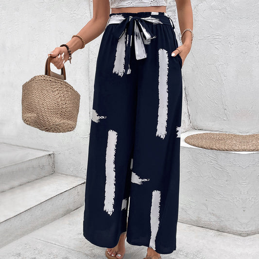 Women's Fashion Pants Printed High Waist Wide Leg Pants