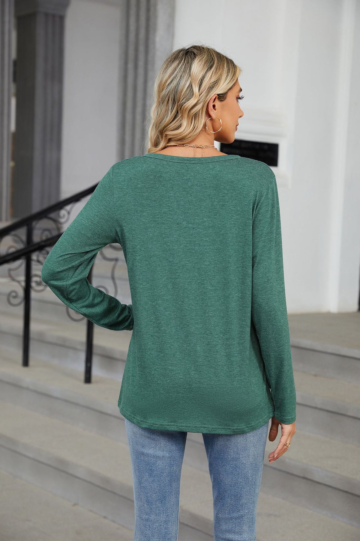 Women's Oversized V Neck Long Sleeve Tunic Top