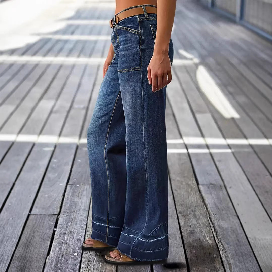 Washed Denim Jeans Vintage High Waist Wide Leg