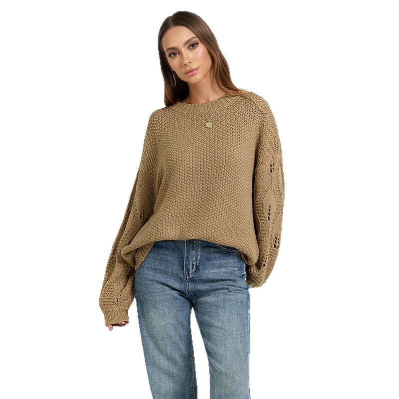 Women's Oversized Chunky Knit Crew Neck Pullover Sweater