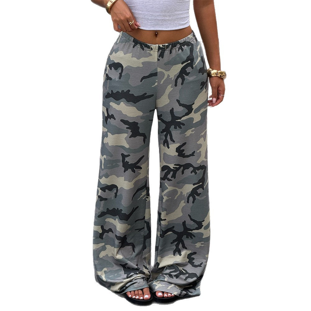 Women's Camo High Waisted Wide Leg Streetwear Pants