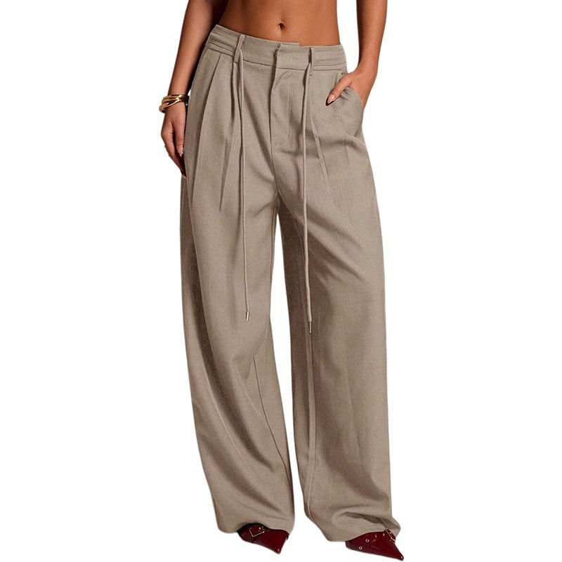 Women's High Waist Tie Wide Leg Dress Pants