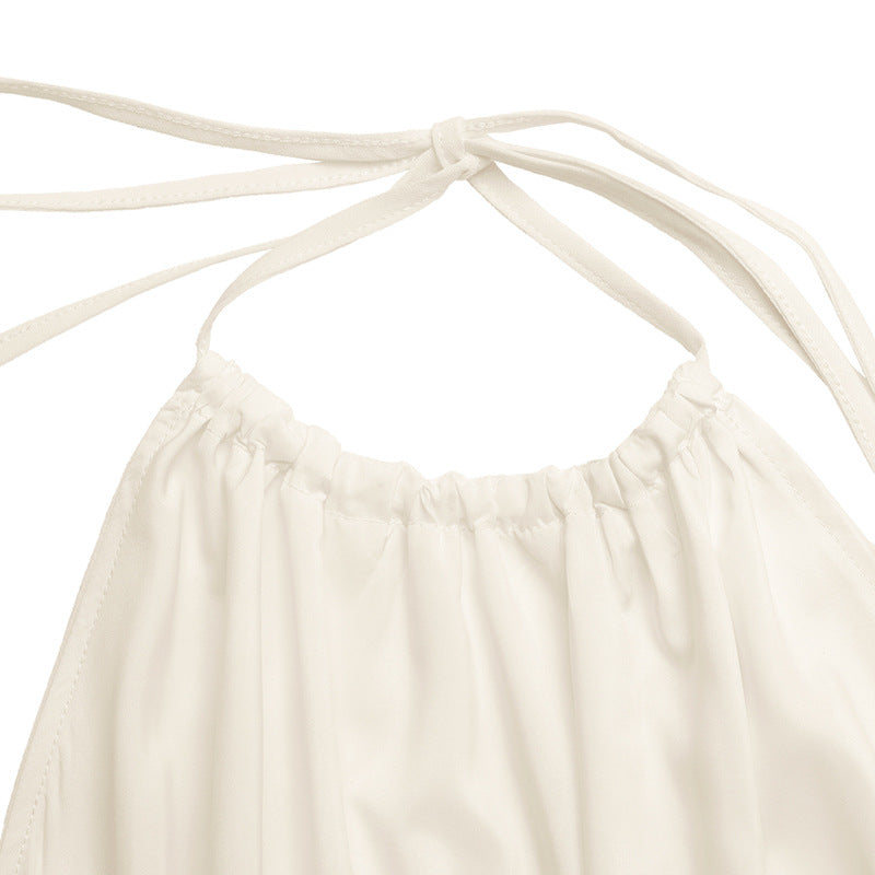 Solid Color Halter Backless Waist-Contracted Tank Top