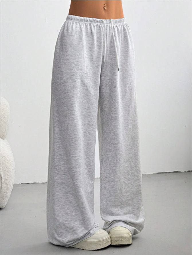 Drawstring Elastic Waist Wide Leg Casual Pants