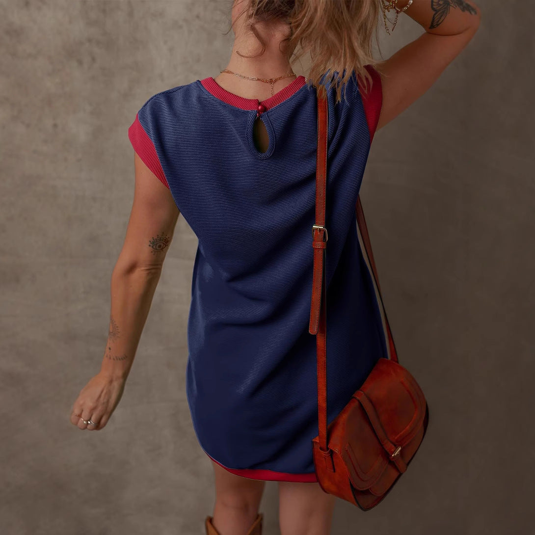 Womens Casual T Shirt Dress Pocket Short Sleeve Loose Fit