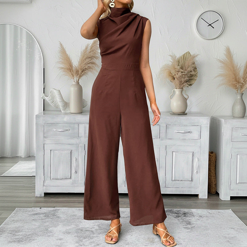 Mock Neck Wide Leg Jumpsuit Elegant Resort Outfit