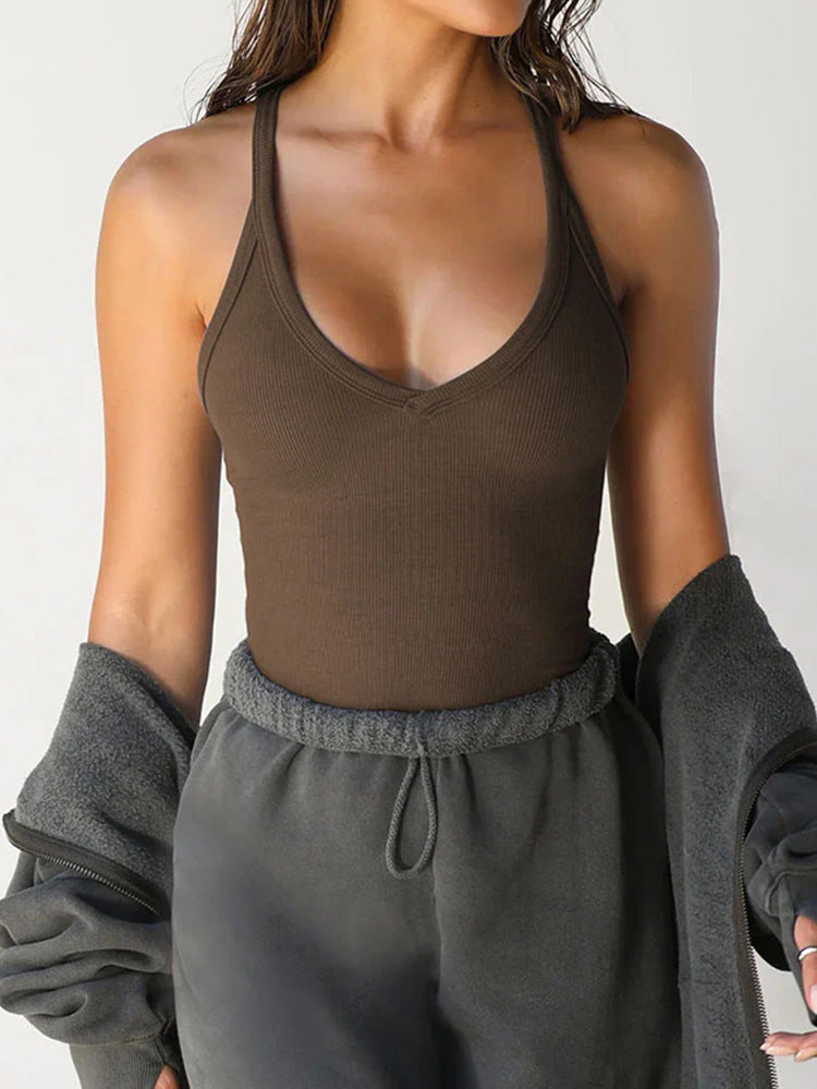 Y2K Ribbed Knit Fitted Cami Tank Top for Women