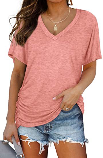 Black V Neck Loose Fit Basic Tee