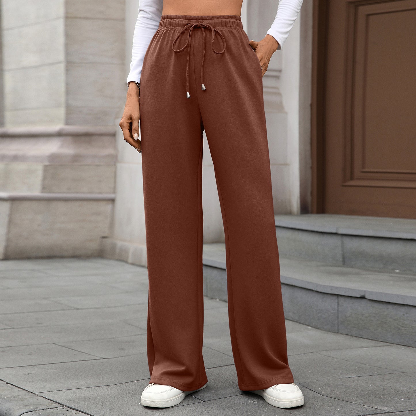 Women's Wide Leg Pants High Waist Drawstring Pockets