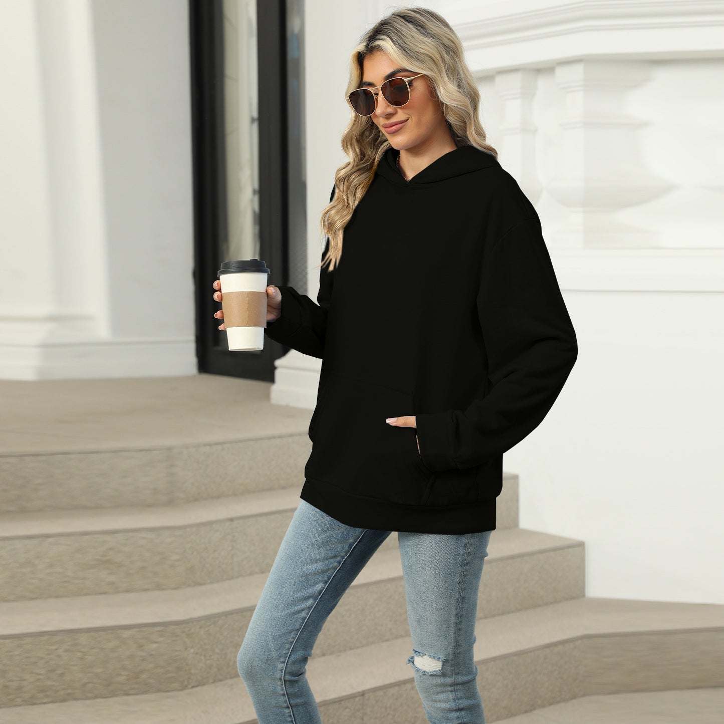 Oversized Hooded Pocket Pullover Sweatshirt