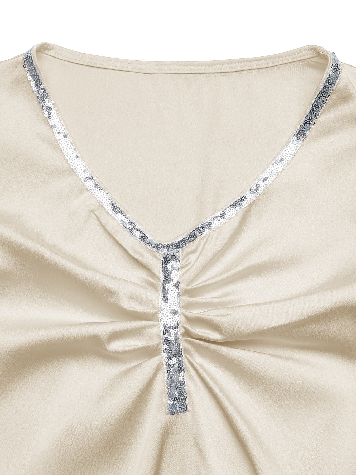 Satin V Neck Jumpsuit Elegant Long Sleeve Wide Leg Romper