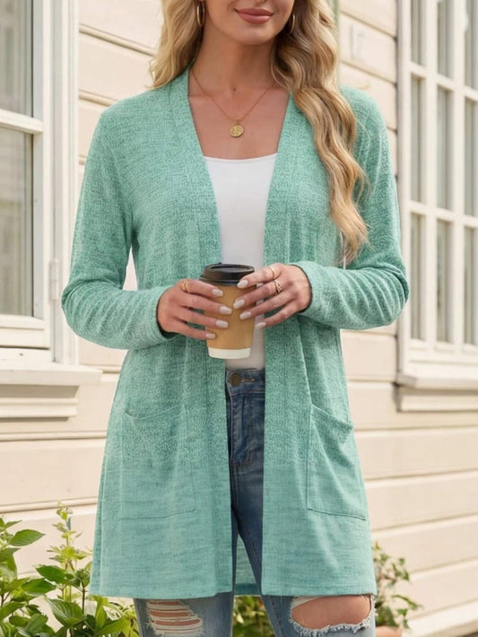 Open Front Cardigan Lightweight Knit Long Sleeve Top