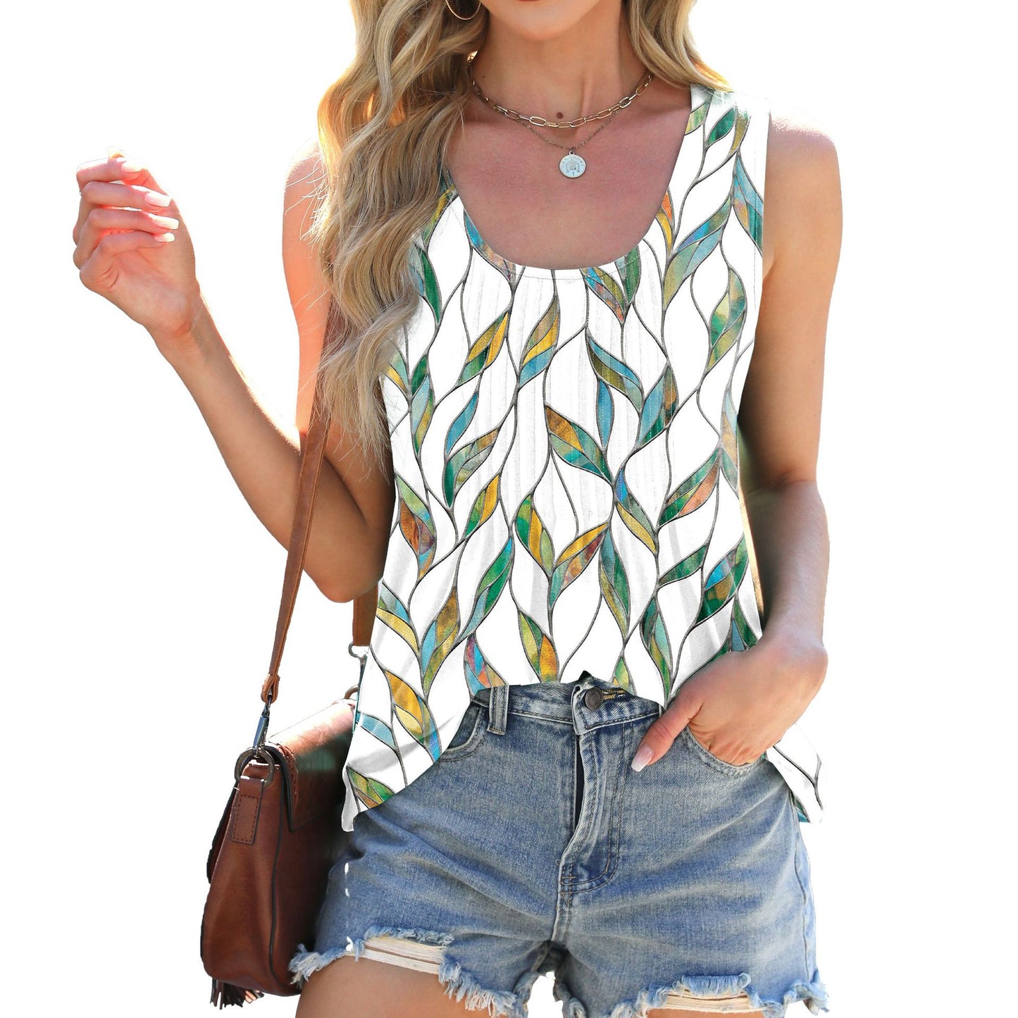 Tie Dye Style Casual Tank Top for Daily Wear