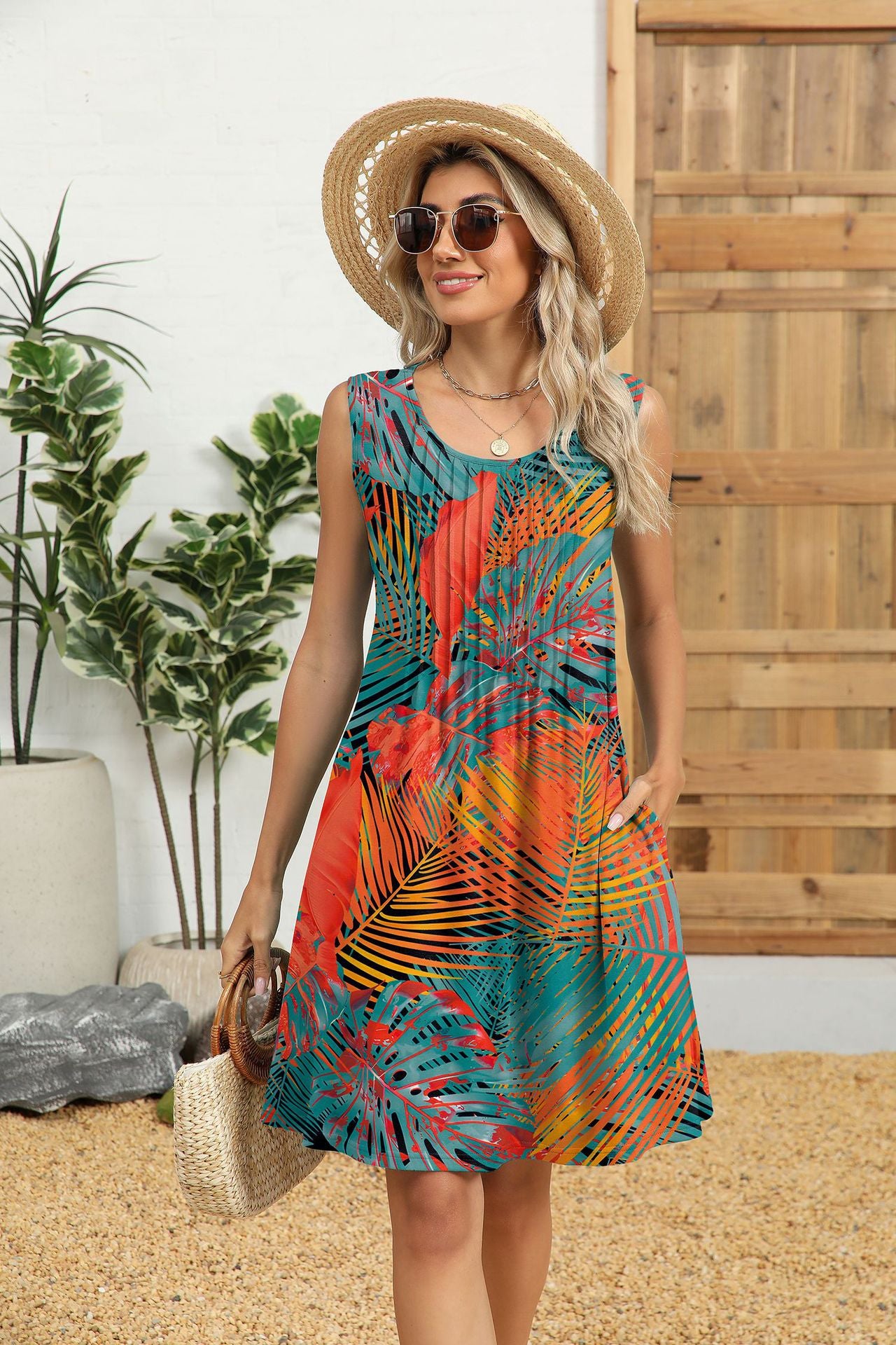 Boho Style Casual Sundress with Pockets for Women