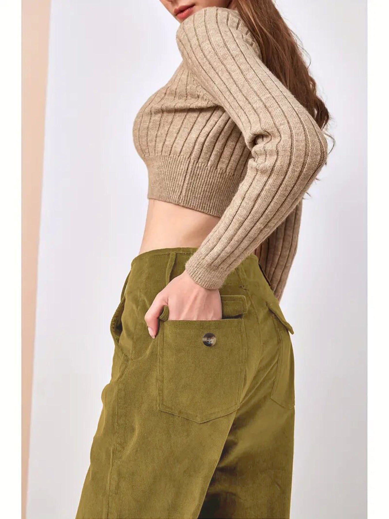Velvet Straight Leg Pants High Waist Casual Long Trousers