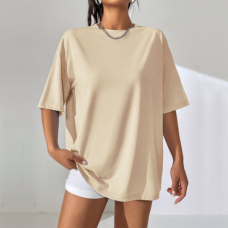 Oversize Casual Solid Short Sleeve Round Neck T Shirt