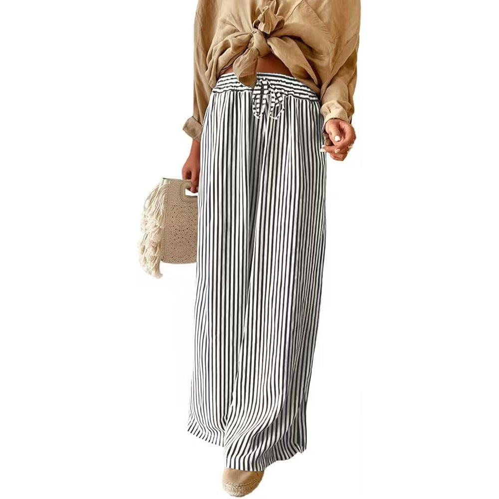 Striped Wide Leg Pants Casual Boho Trendy