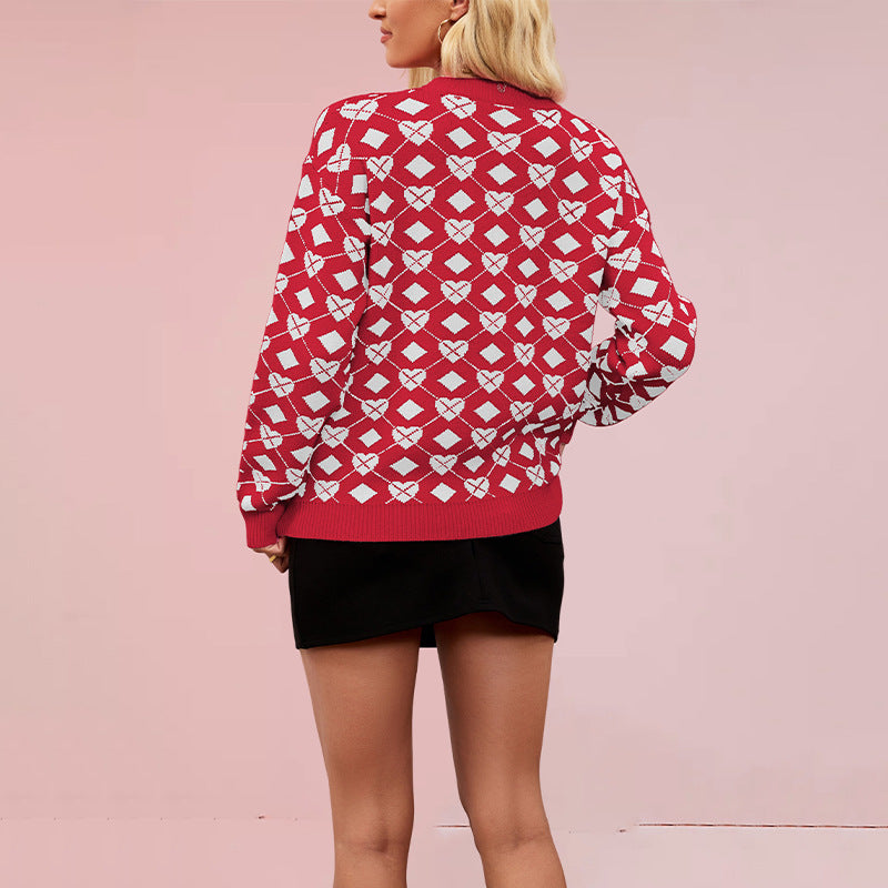 Women's Heart Oversized Crewneck Sweater