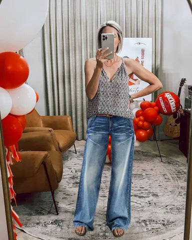 Washed Denim Jeans Vintage High Waist Wide Leg