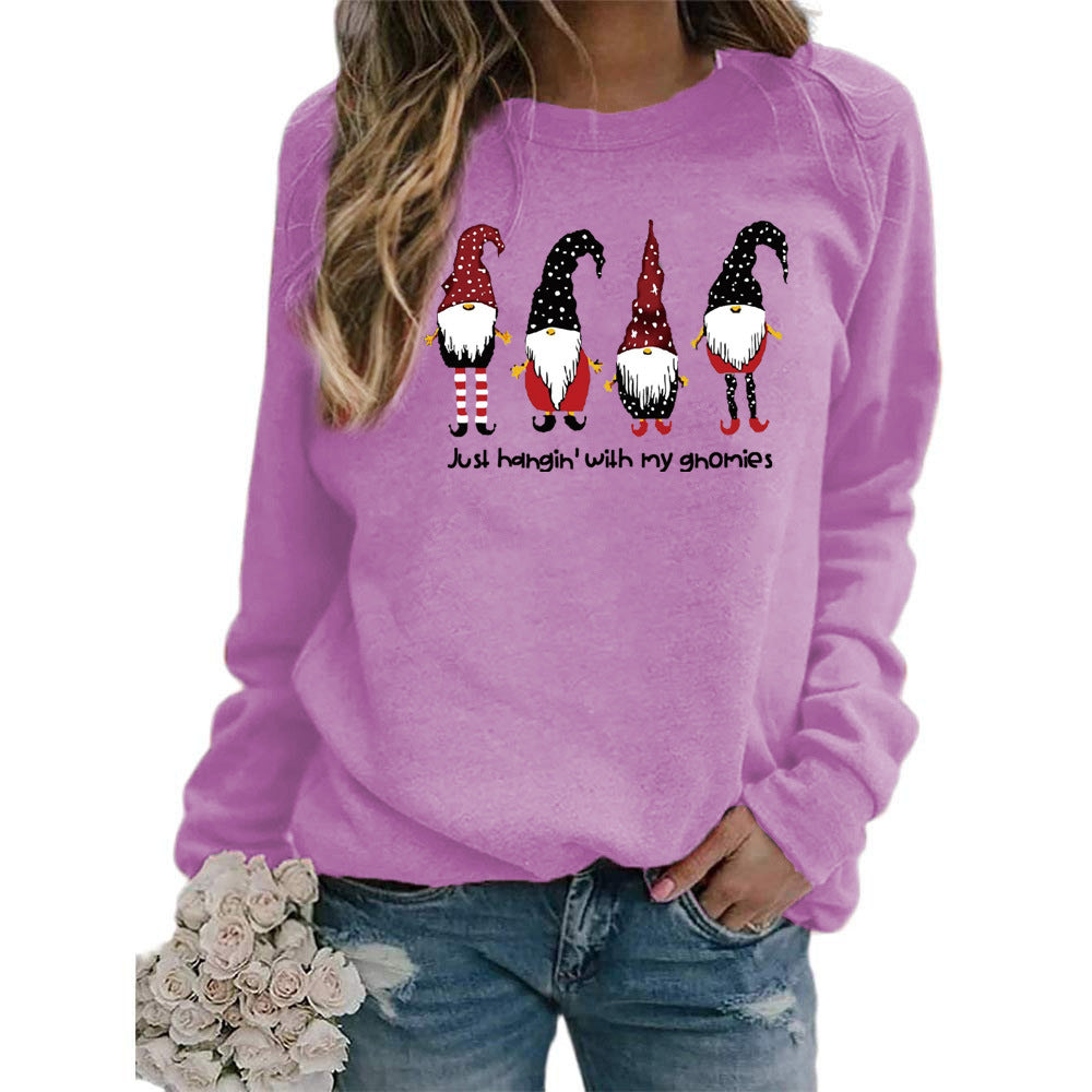 Womens Christmas Gnomes Graphic Crewneck Sweatshirt
