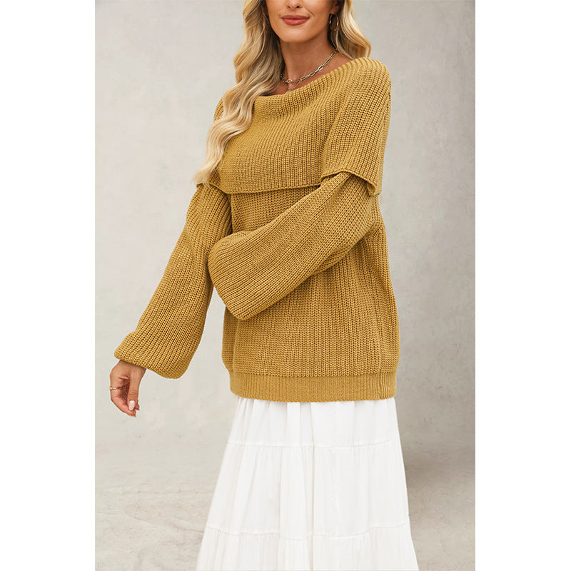 Off Shoulder Knit Pullover Sweater | Loose Fit Fall Top