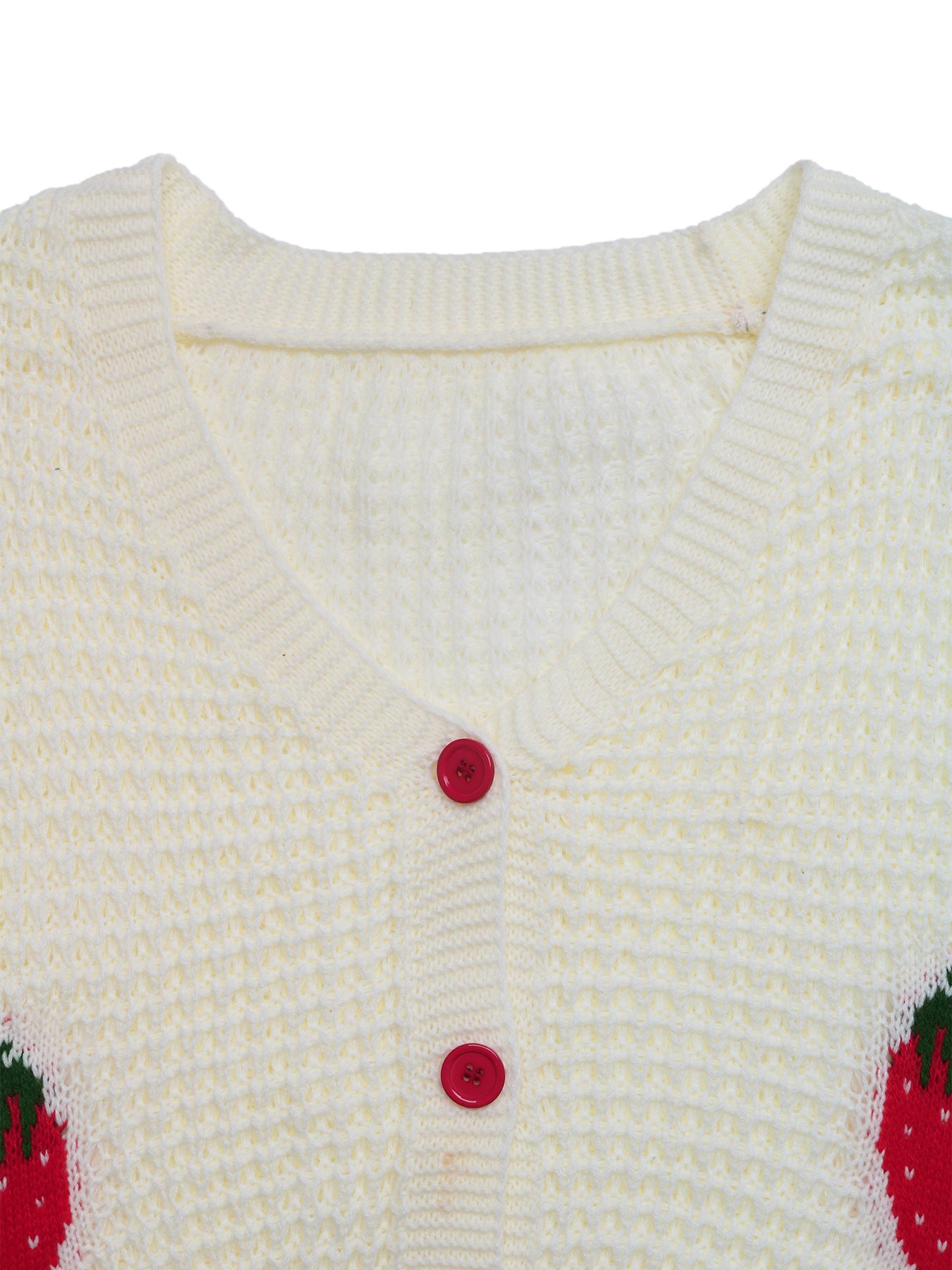 Casual Strawberry Knit Cardigan V-Neck Button Sweater