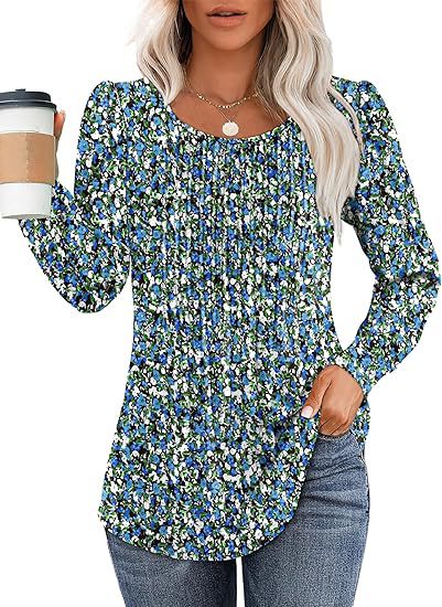Solid Cotton Top Casual Pleated Puff Sleeve