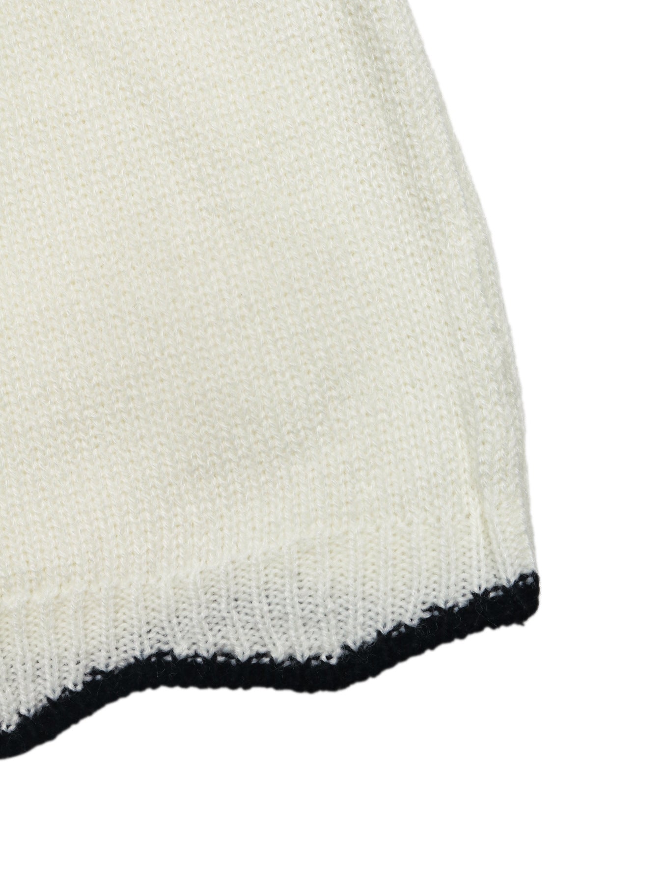 Contrast Trim V Neck Cropped Knit Sweater Long Sleeve Top