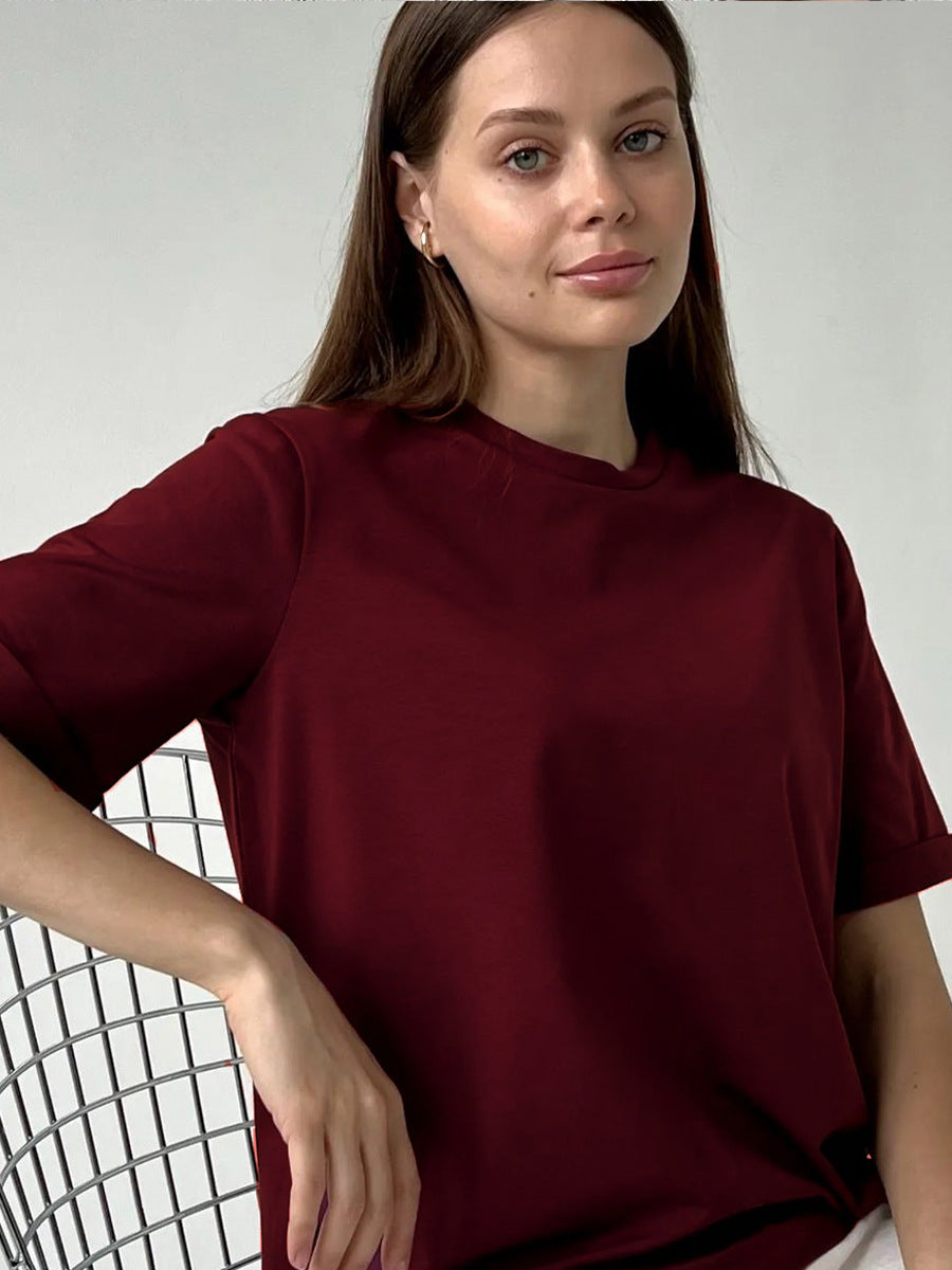 Solid Oversized T Shirt Loose Fit Crewneck Casual Tee