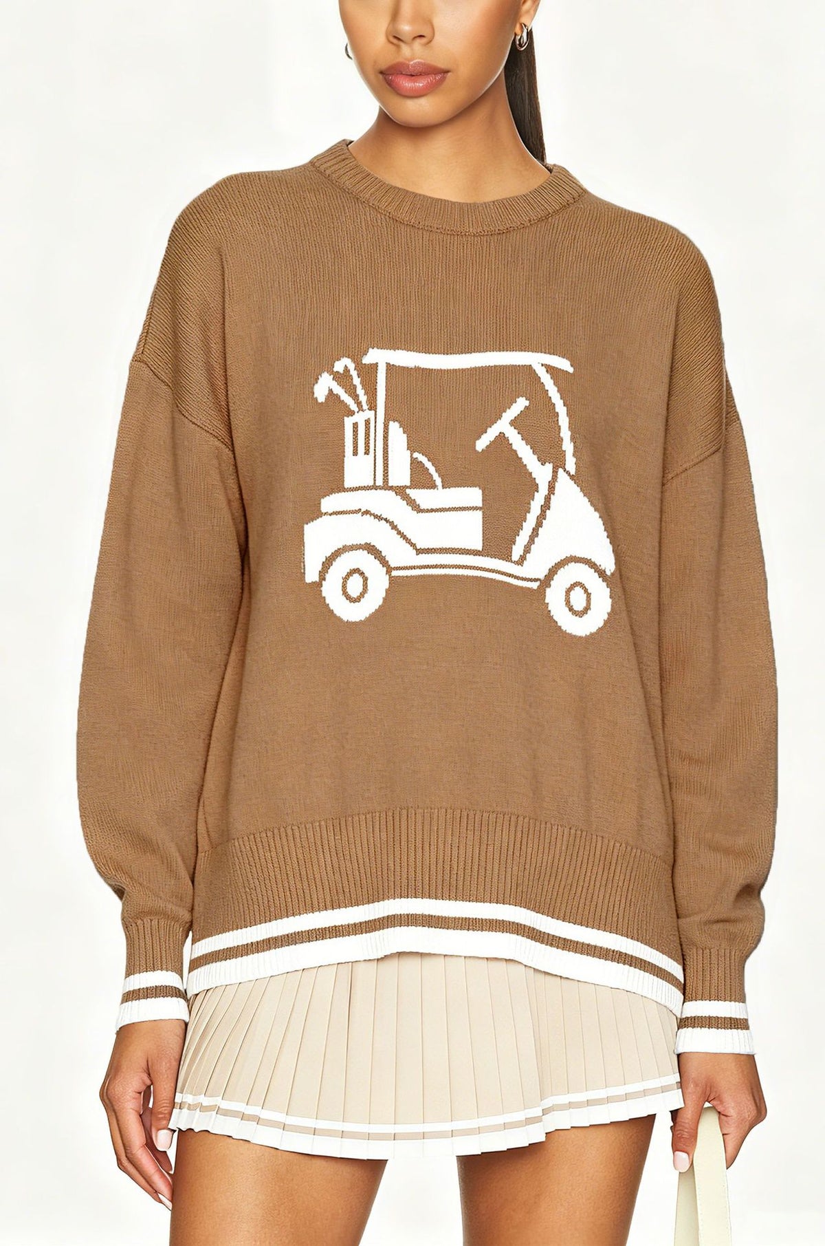 Women's Oversized Golf Cart Crew Neck Sweater