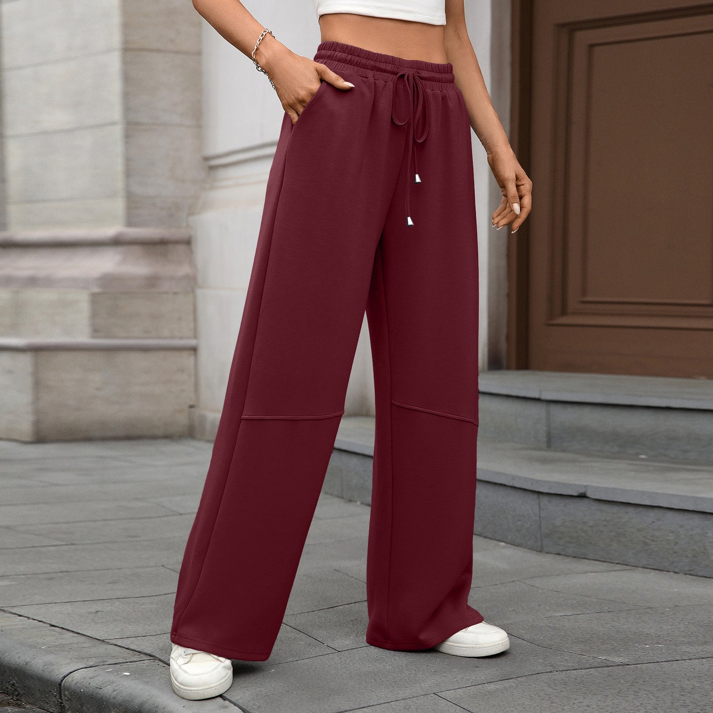 High-Waist Drawstring Wide-Leg Pants | Comfortable Casual Trousers