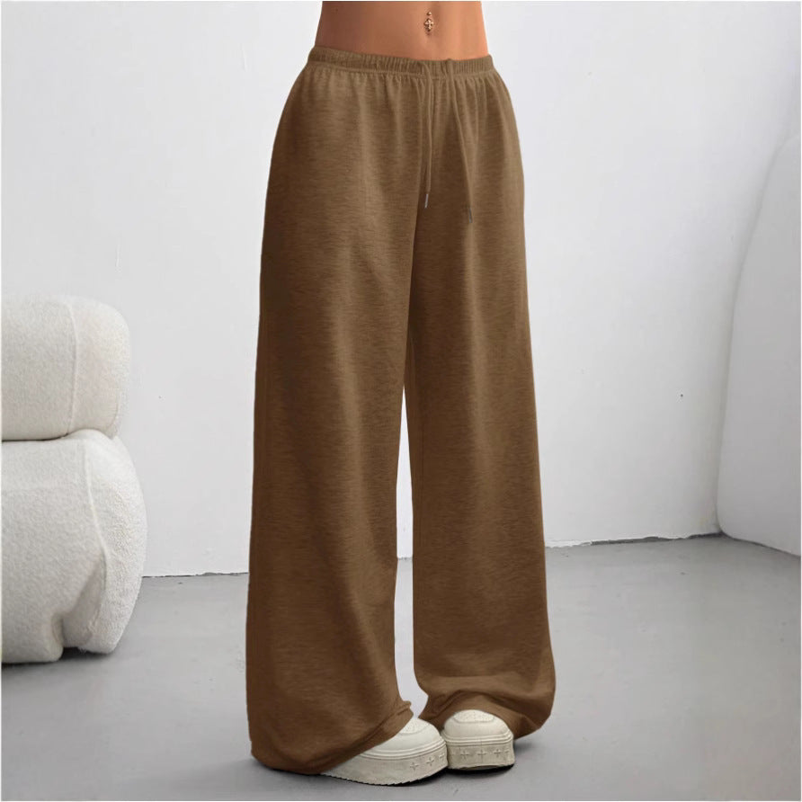 Drawstring Elastic Waist Wide Leg Casual Pants