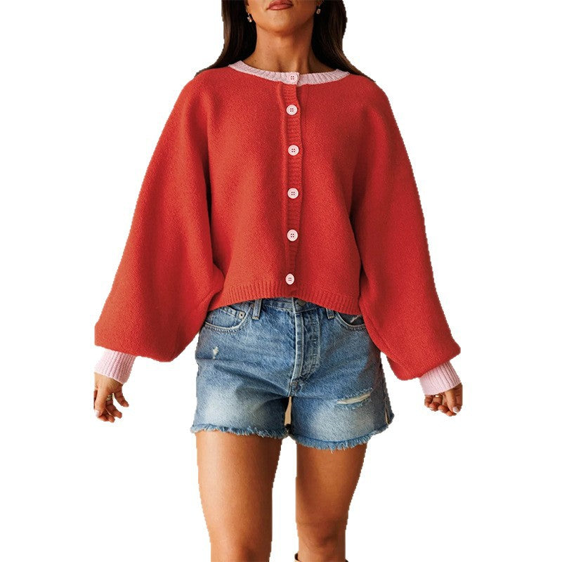 Women's Oversized Color Block Chunky Knit Cardigan
