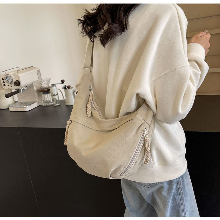 Olive Crossbody Moon Sling Bag Casual Nylon Shoulder Purse