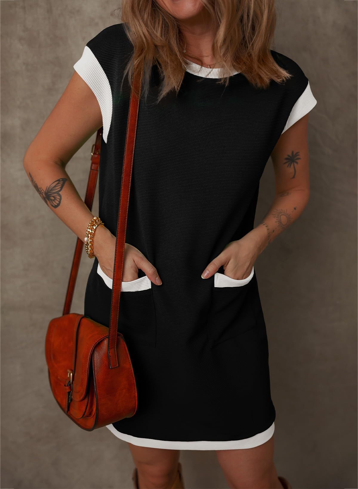 Womens Casual T Shirt Dress Pocket Short Sleeve Loose Fit
