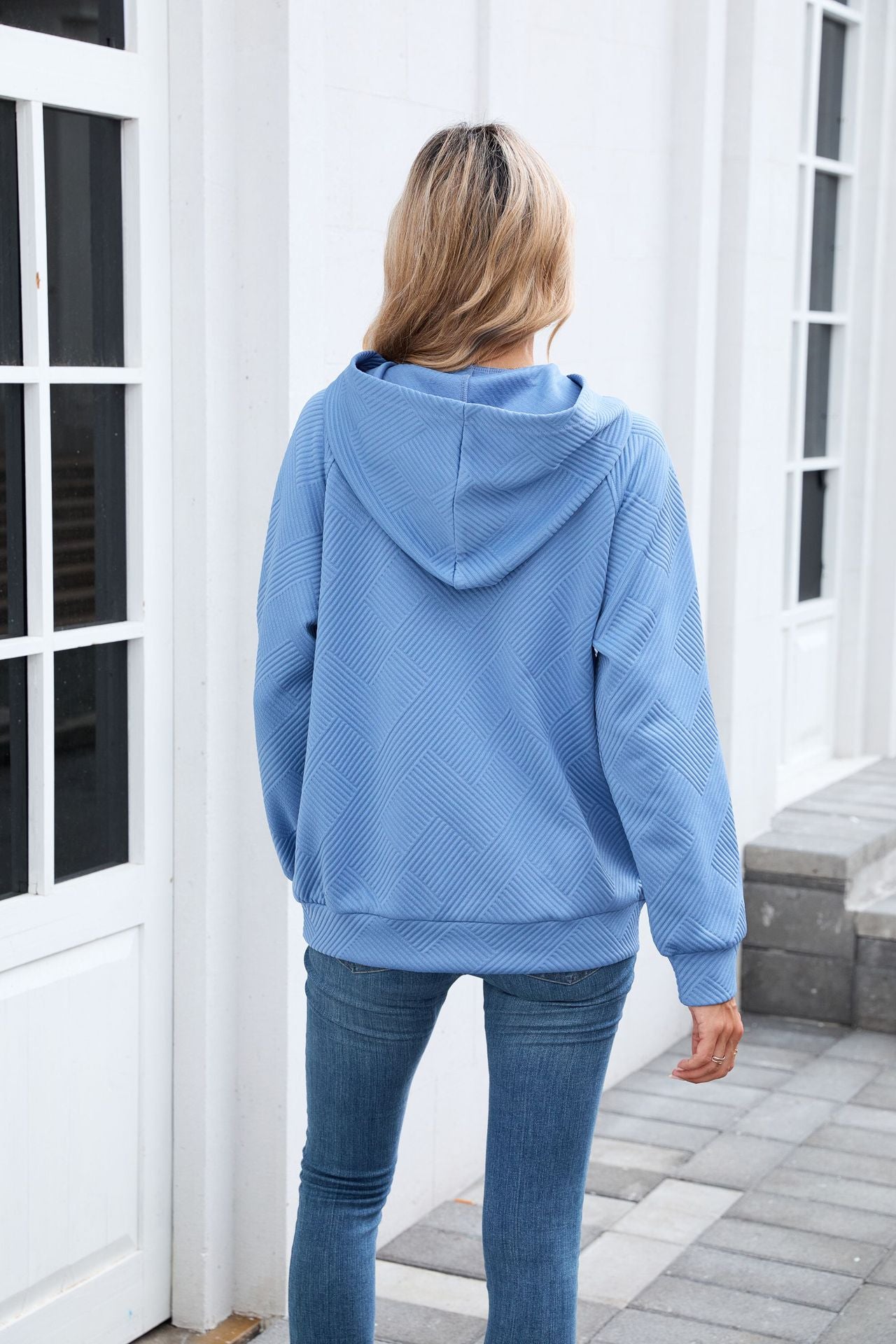 Textured Chevron Hoodie | Cozy Pullover Kangaroo Pocket