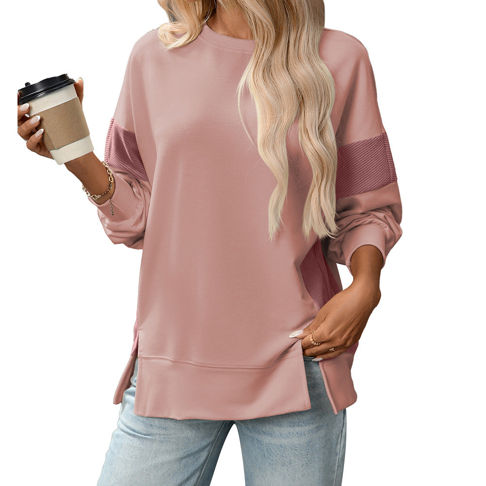 Colorblock Crewneck Long Sleeve Pullover Sweatshirt Women