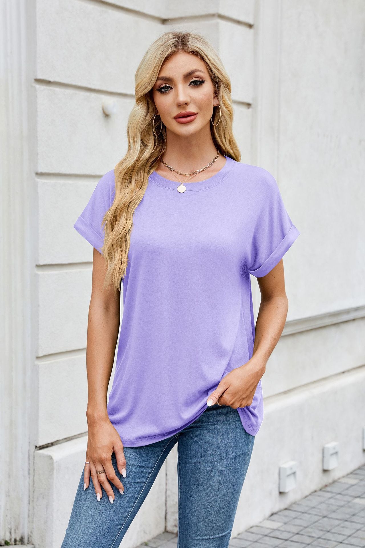 Round Neck Loose Short Sleeve T-Shirt Top