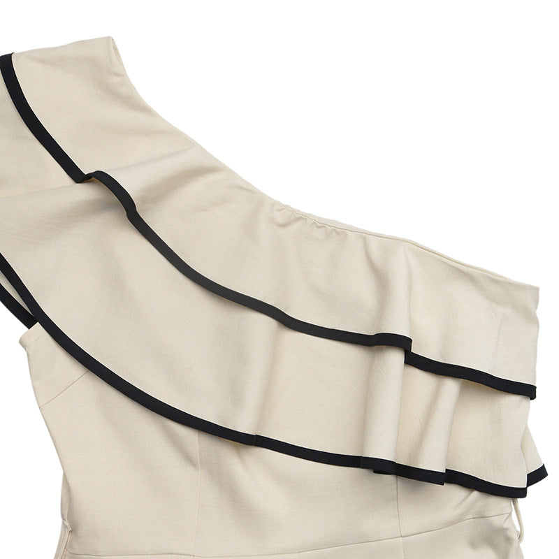 Women One Shoulder Ruffle Wide Leg Jumpsuit