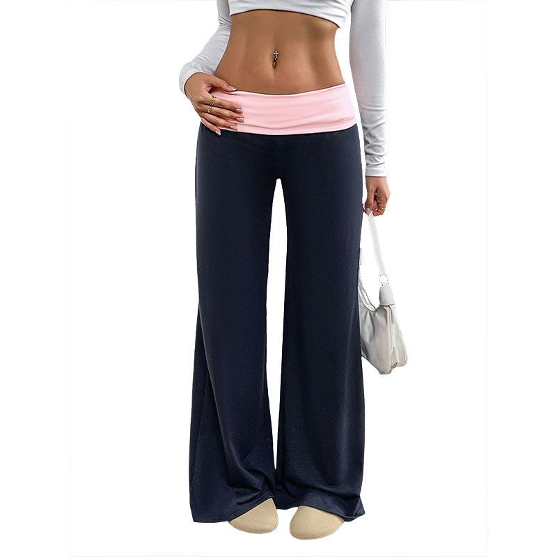 Low Waist Colorblock Wide Leg Lounge Pants for Women